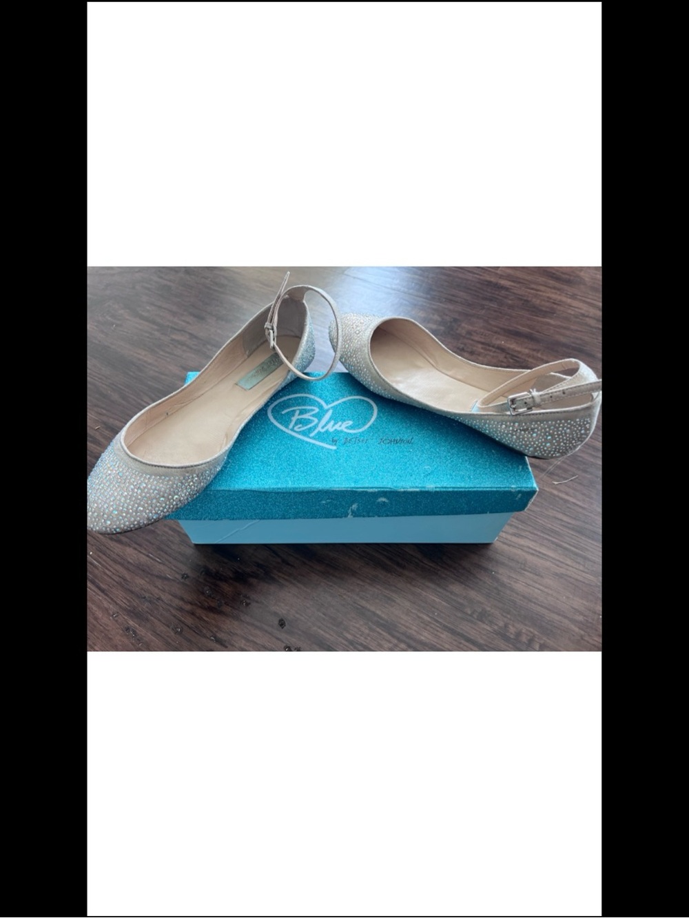 Blue by Betsey Johnson Champagne Crystal Ankle-Strap Flats